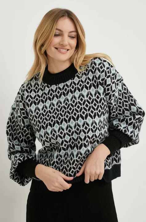Пуловер с вълна Answear Lab дамски в черно от топла материя