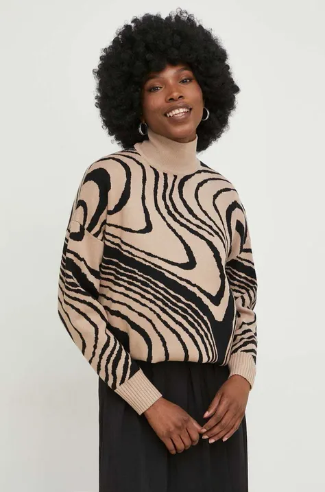 Answear Lab sweter damski kolor czarny lekki z półgolfem