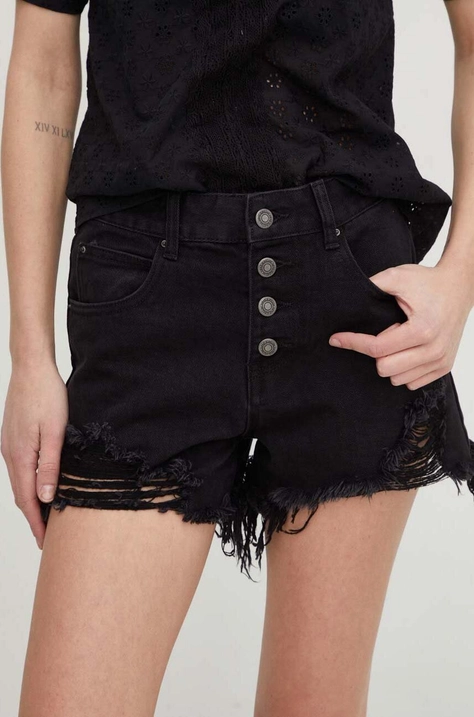 Answear Lab szorty jeansowe damskie kolor czarny gładkie high waist