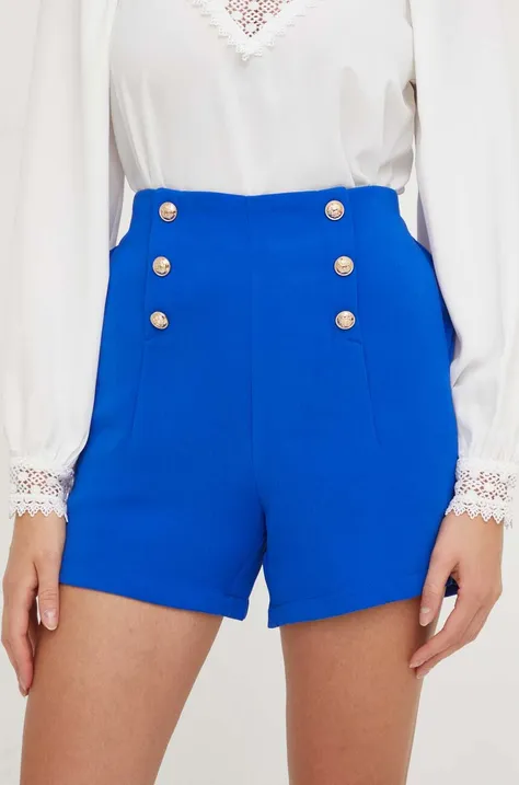Answear Lab szorty damskie kolor niebieski gładkie high waist