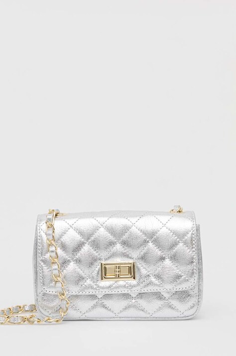 Δερμάτινη τσάντα Answear.LAB X limited collection SISTERHOOD χρώμα: ασημί