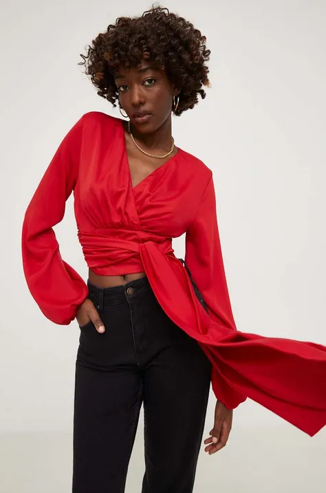 Bluza Answear Lab za žene, boja: crvena, bez uzorka