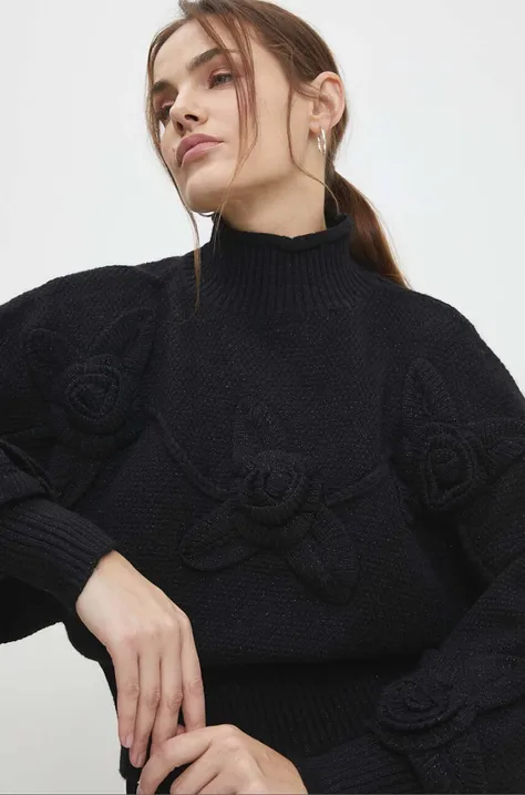 Пуловер Answear Lab дамски в черно с ниско поло