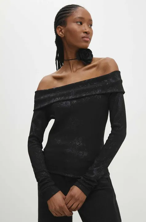Bluza Answear Lab za žene, boja: crna, s uzorkom