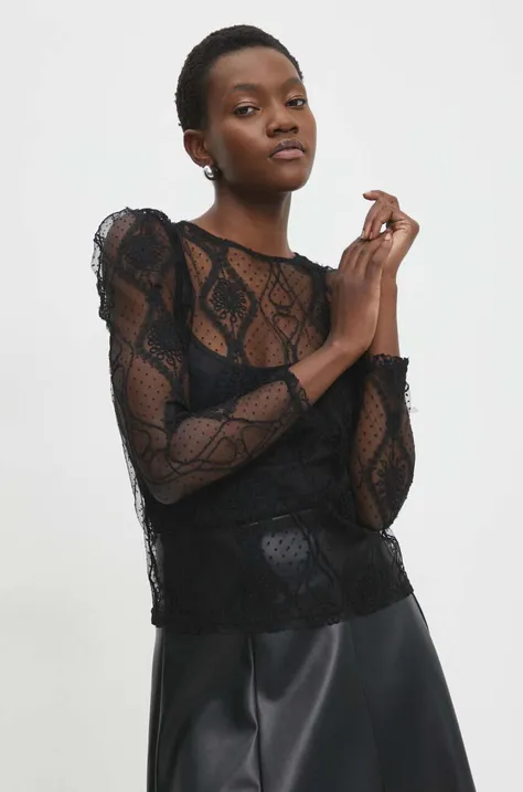 Answear Lab bluzka damska kolor czarny gładka