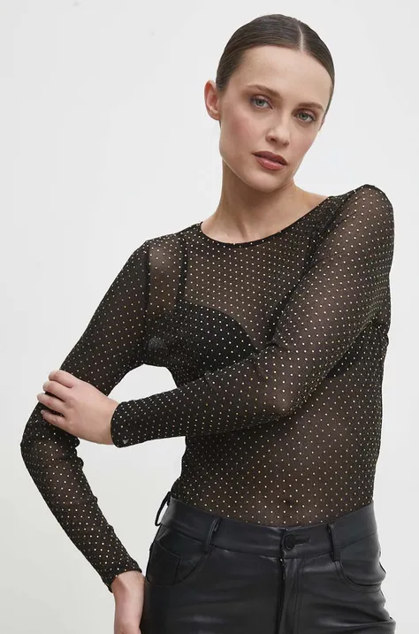 Блузка Answear Lab жіноча колір чорний з аплікацією