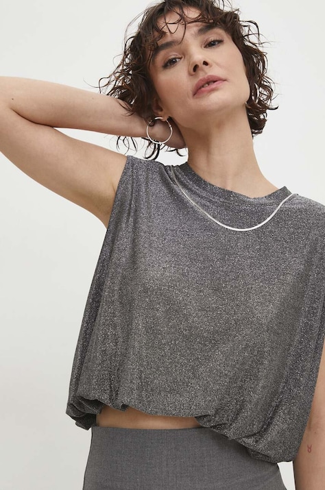 Блузка Answear.LAB женская цвет серый с аппликацией