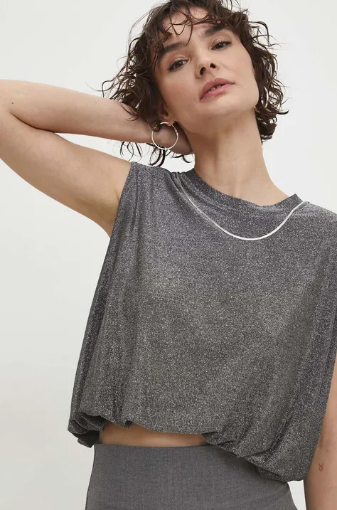 Bluza Answear Lab za žene, boja: siva, s aplikacijom