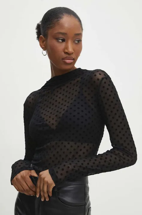 Answear Lab bluza femei, culoarea negru, modelator