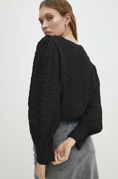 Answear.LAB bluzka damska kolor czarny gładka