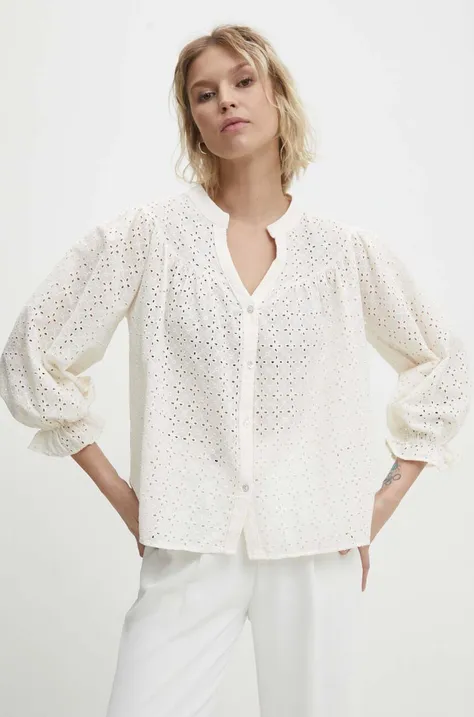 Хлопковая блузка Answear Lab женская цвет белый однотонная