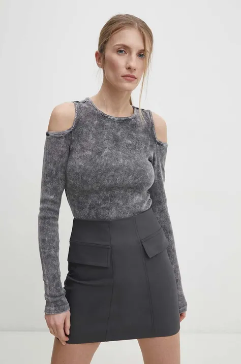 Хлопковая блузка Answear Lab женская цвет серый однотонная