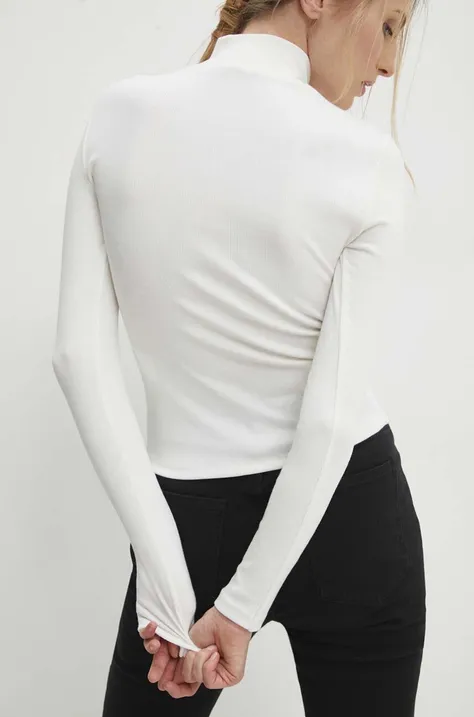 Majica dugih rukava Answear Lab boja: bijela, s poludolčevitom