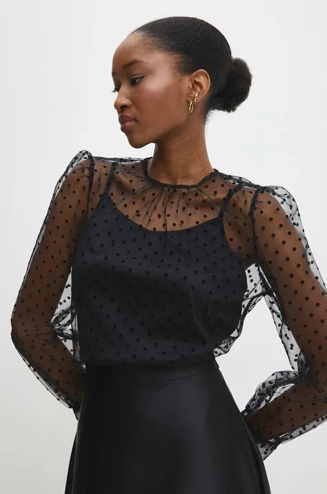 Блузка Answear Lab жіноча колір чорний візерунок
