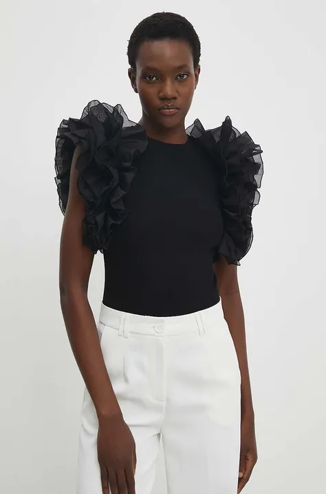 Блузка Answear Lab жіноча колір чорний з аплікацією