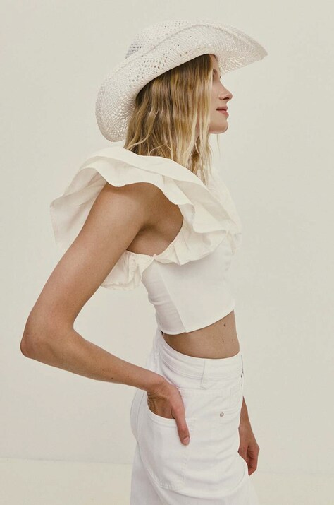Answear Lab top culoarea alb, neted