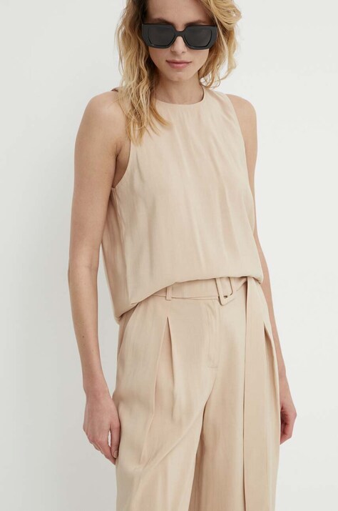 Answear Lab bluza femei, culoarea bej, neted