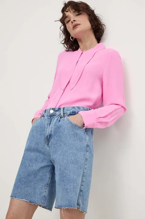 Риза Answear Lab дамска в розово със стандартна кройка с класическа яка