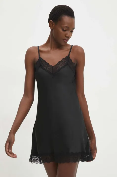 Нічна сорочка Answear Lab жіноча колір чорний сатин