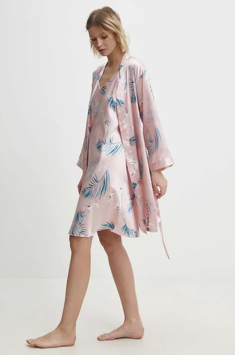 Pidžama komplet Answear Lab boja: ružičasta, satenska
