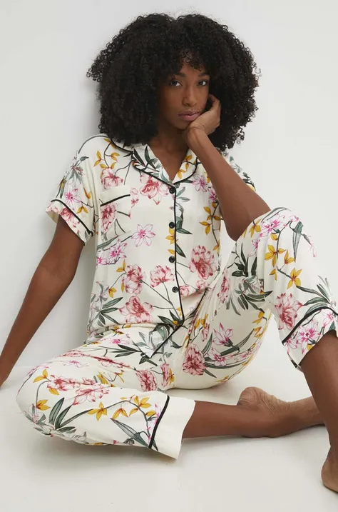 Pidžama Answear Lab za žene, boja: bež