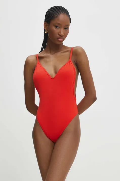 Jednodijelni kupaći kostim Answear Lab boja: crvena, lagano učvršćene košarice