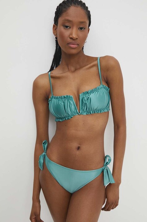 Answear Lab sutien de baie culoarea verde, cupa usor rigidizata