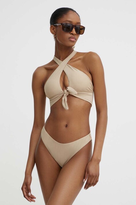Answear Lab sutien de baie culoarea bej, cupa usor rigidizata