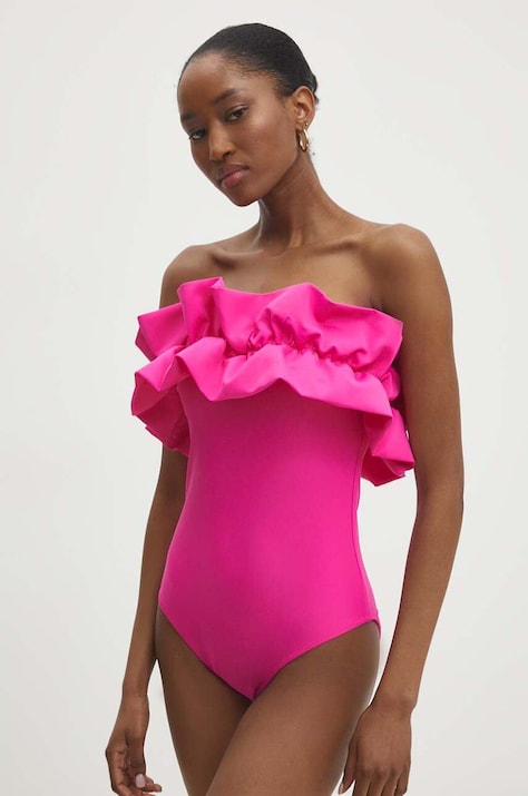 Answear Lab costum de baie dintr-o bucată culoarea roz, cupa usor rigidizata