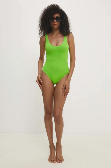 Jednodijelni kupaći kostim Answear Lab boja: zelena, lagano učvršćene košarice