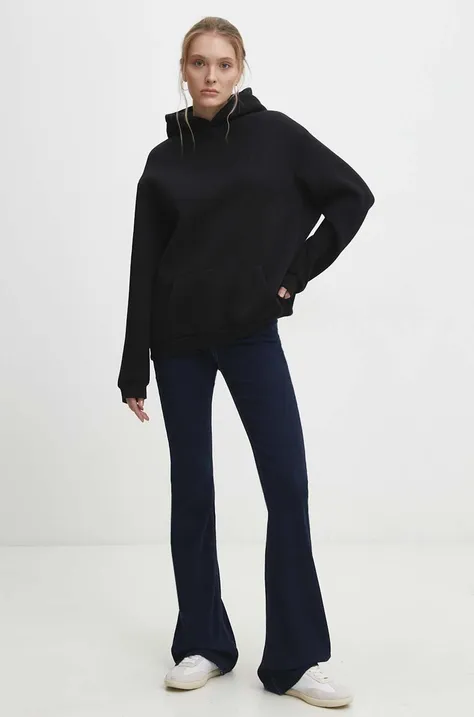 Кофта Answear Lab женская цвет чёрный с капюшоном однотонная