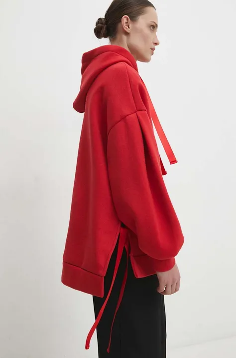 Кофта Answear Lab женская цвет красный с капюшоном однотонная