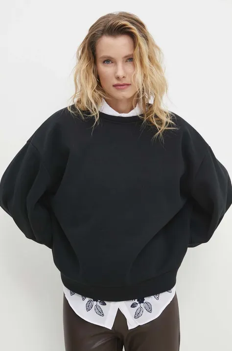 Answear Lab bluza bawełniana damska kolor czarny melanżowa