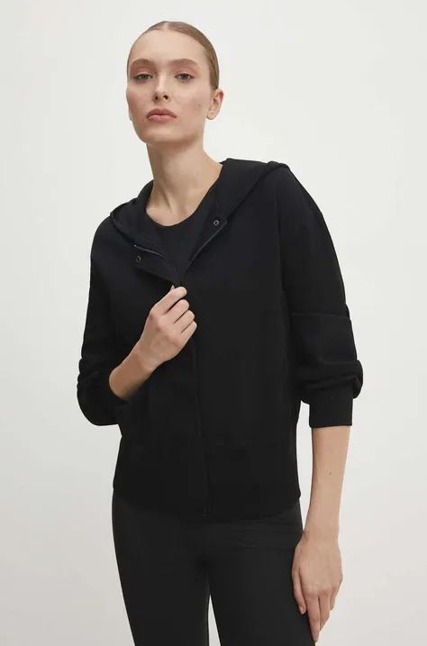 Dukserica Answear Lab za žene, boja: crna, s kapuljačom, bez uzorka