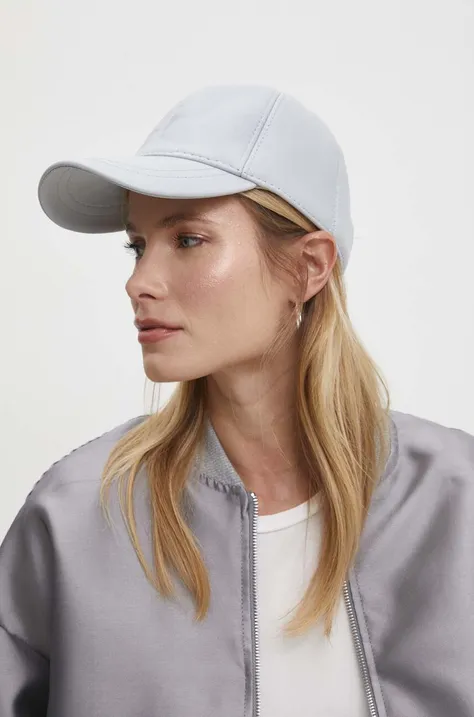 Answear Lab cappello con visiera in pelle colore grigio