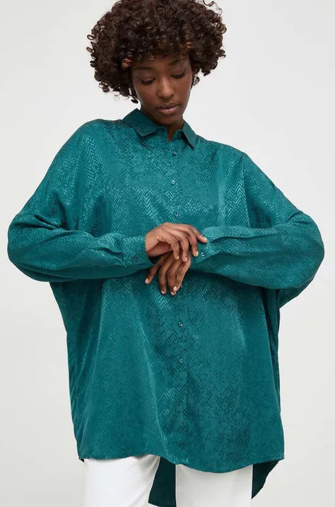 Answear Lab camasa femei, culoarea verde, cu guler clasic, relaxed