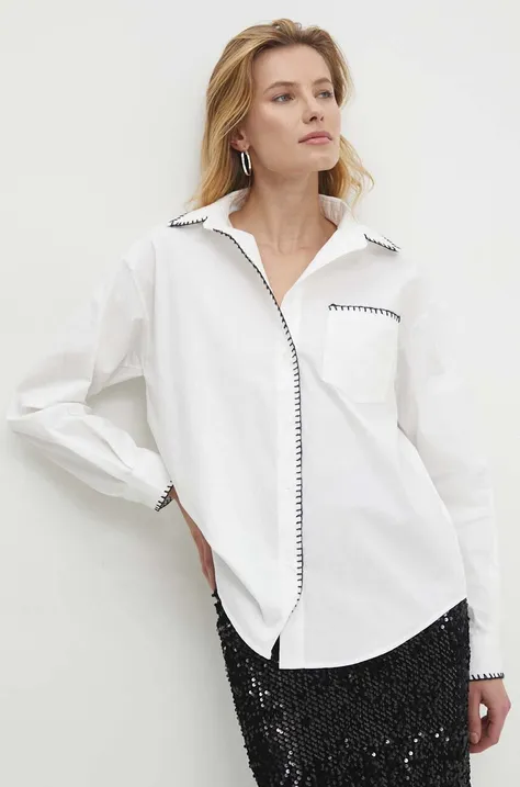 Βαμβακερό πουκάμισο Answear Lab χρώμα: άσπρο