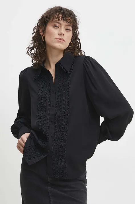 Рубашка Answear Lab женская цвет чёрный regular классический воротник