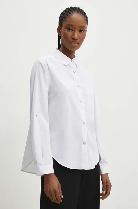 Хлопковая рубашка Answear Lab женская цвет белый regular классический воротник