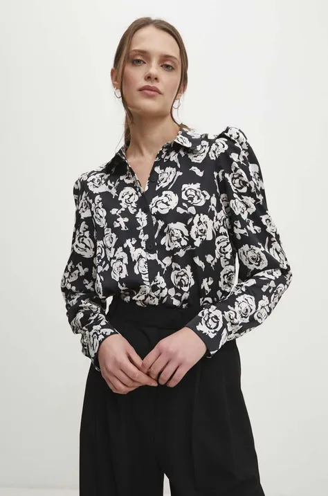 Košulja Answear Lab za žene, boja: crna, regular, s klasičnim ovratnikom