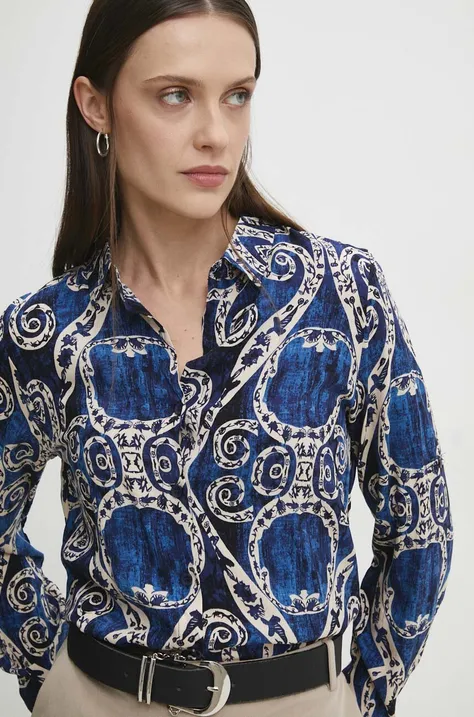 Košulja Answear Lab za žene, boja: tamno plava, regular, s klasičnim ovratnikom