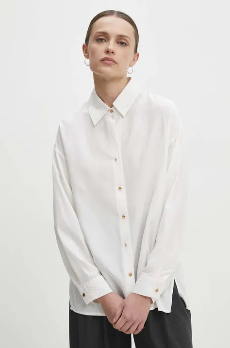 Košulja Answear Lab za žene, boja: bijela, relaxed, s klasičnim ovratnikom