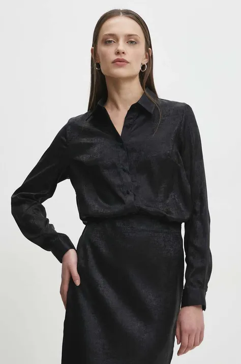 Сорочка Answear Lab жіноча колір чорний regular класичний комір