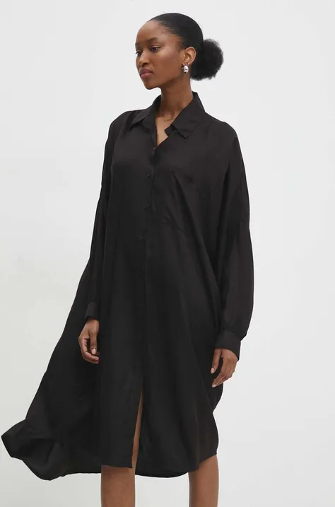 Košulja Answear Lab za žene, boja: crna, relaxed, s klasičnim ovratnikom