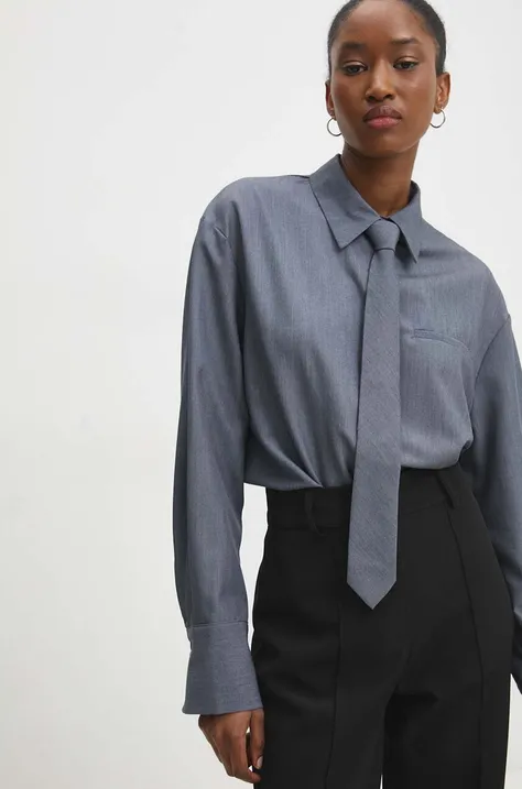 Рубашка Answear Lab женская цвет серый relaxed классический воротник