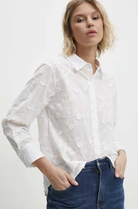 Bavlnená košeľa Answear Lab dámska, biela farba, regular, s klasickým golierom