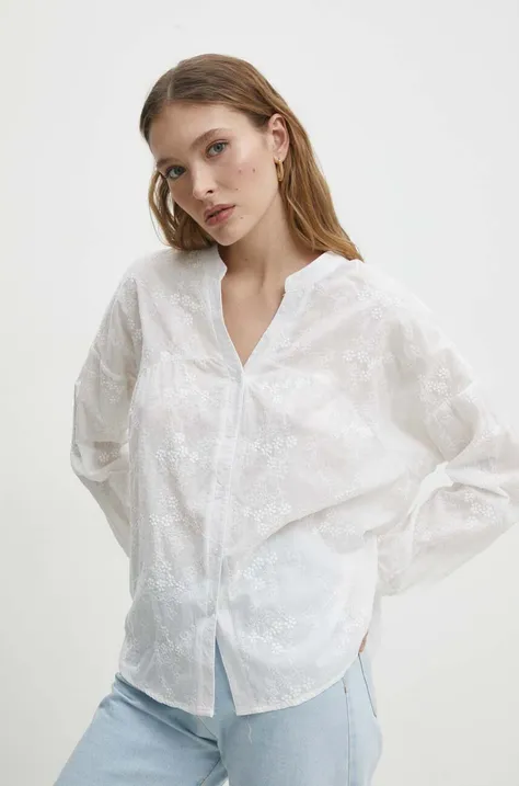 Pamučna košulja Answear Lab za žene, boja: bijela, relaxed