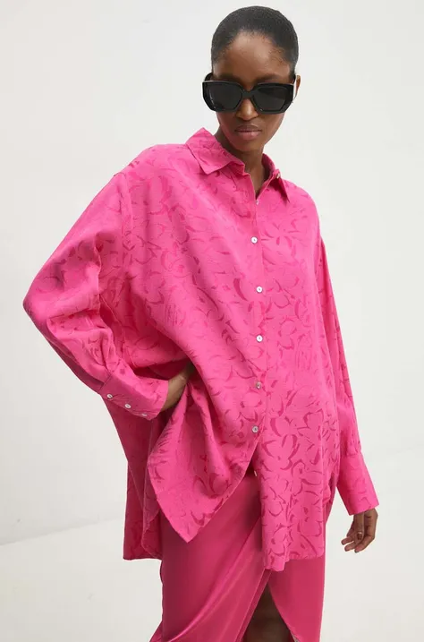 Рубашка Answear Lab женская цвет розовый relaxed классический воротник