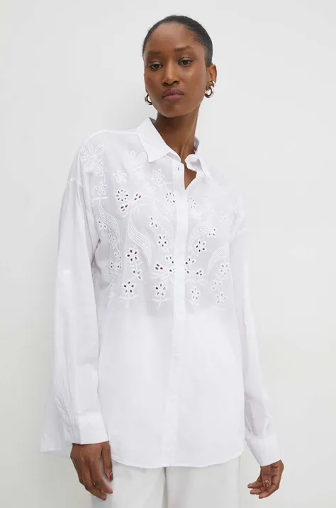 Хлопковая рубашка Answear Lab женская цвет белый relaxed классический воротник