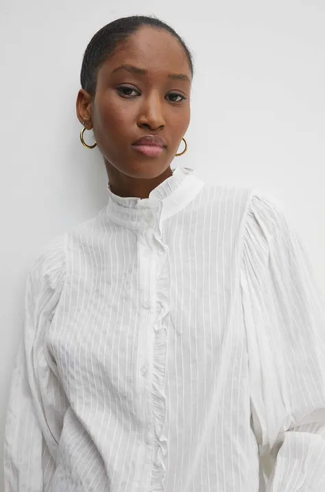 Answear Lab koszula bawełniana damska kolor biały regular ze stójką